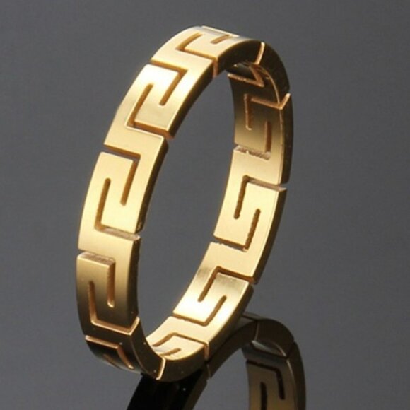 Great Wall Pattern Titanium Steel Ring - Picture 1 of 2